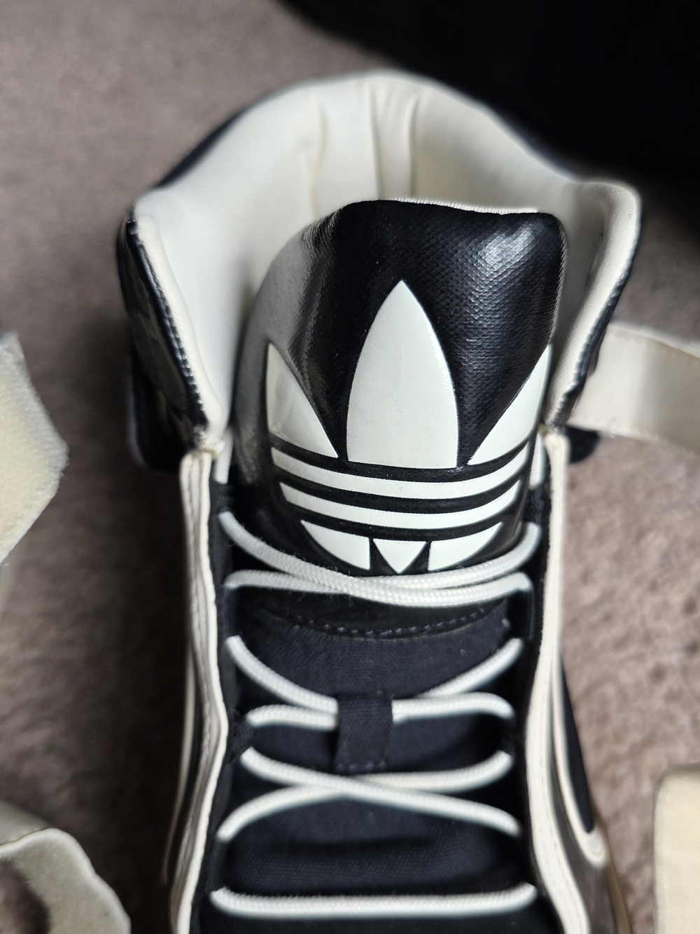 Adidas Originals Black White Patent Leather Strap High Top Sneakers Men’s 10 - Picture 6 of 14
